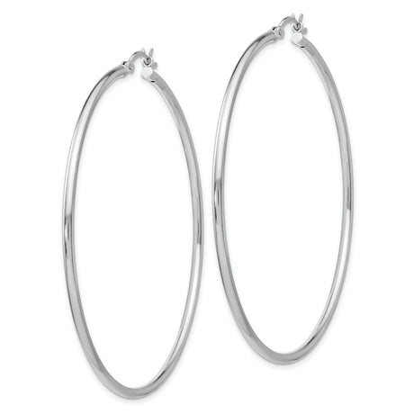 Sterling Silver Hoop Earrings, Large Polished Round Design, Lightweight Minimalist Style for Women