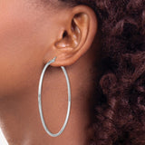 Sterling Silver Hoop Earrings, Large Polished Round Design, Lightweight Minimalist Style for Women