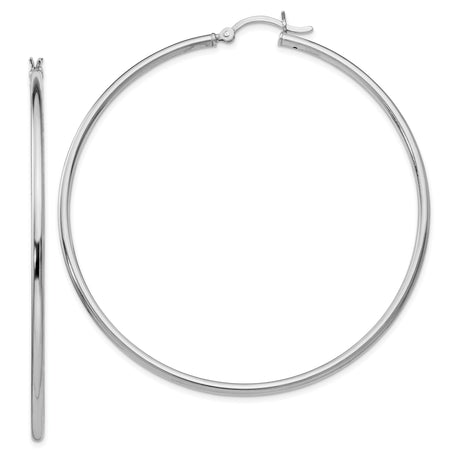 Sterling Silver Hoop Earrings, Large Polished Round Design, Lightweight Minimalist Style for Women