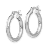 Sterling Silver Hoop Earrings, Medium Size with Polished Finish and Hinged Latch Back Closure