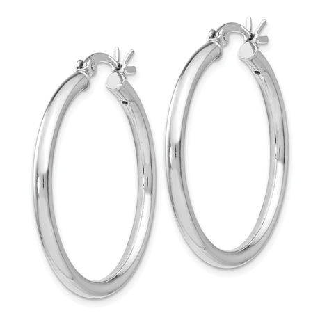 Sterling Silver Hoop Earrings, Classic Round Design, Latch-Back Closure, Lightweight Everyday Style