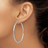Sterling Silver Hoop Earrings, Classic Round Polished Design with Latch Back Closure