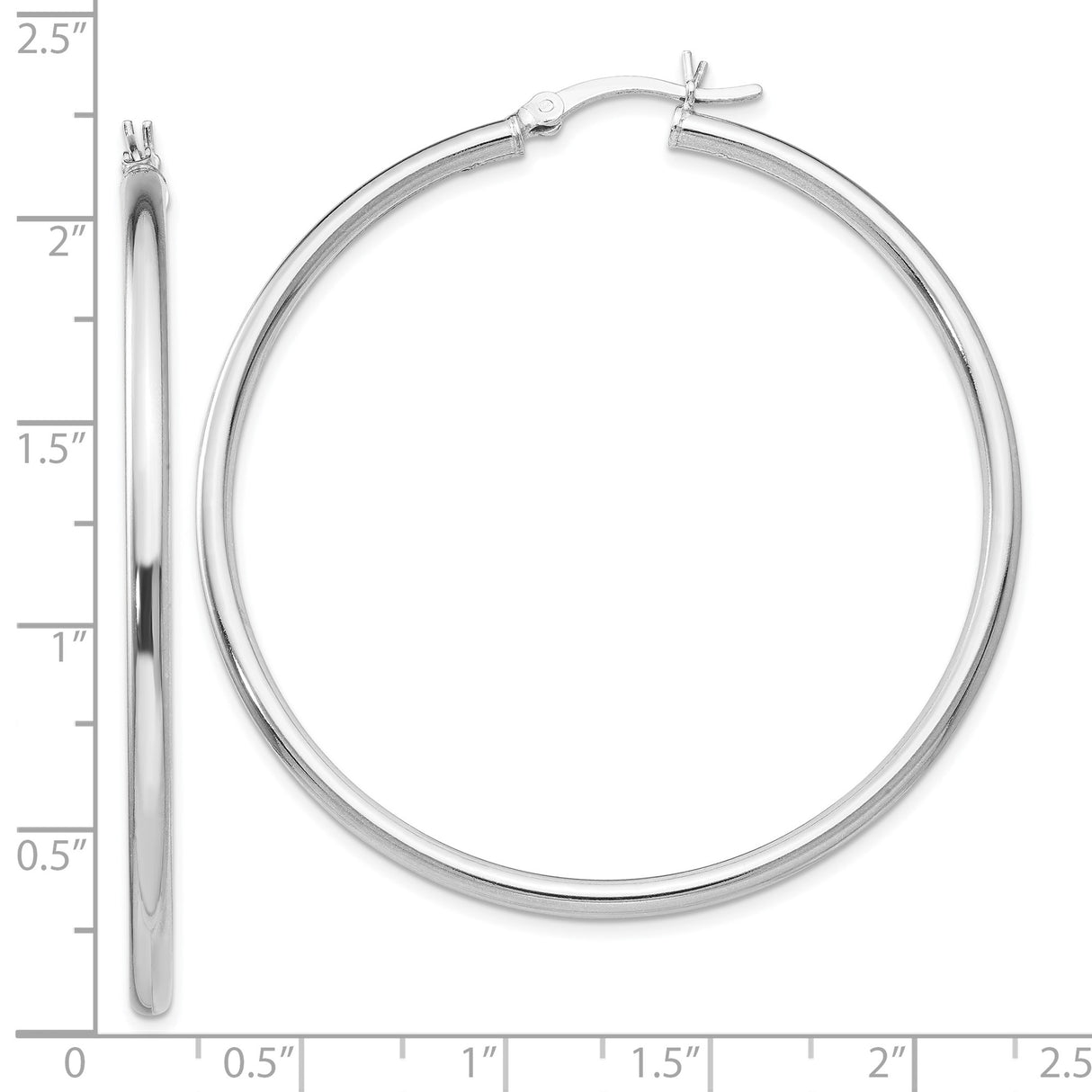 Sterling Silver Hoop Earrings, Classic Round Polished Design with Latch Back Closure