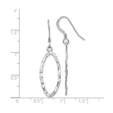 Sterling Silver Dangle Earrings with Elongated Open Oval Shapes and Hammered Texture