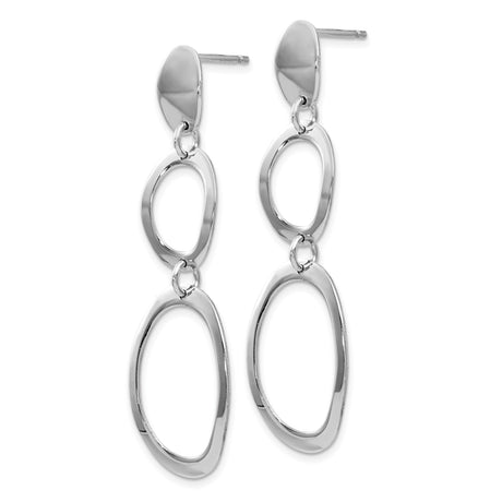 Sterling Silver Dangle Earrings with Open Oval Link Design, Modern Minimalist Drop Style for Women