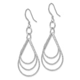 Sterling Silver Teardrop Dangle Earrings with Layered Open Hoops, Lightweight Modern Design