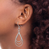 Sterling Silver Teardrop Dangle Earrings with Layered Open Hoops, Lightweight Modern Design