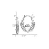 Sterling Silver Claddagh Hoop Earrings with Heart and Crown, Celtic Irish Design for Women