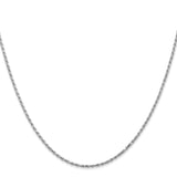 14K White Gold 1.3 mm Rope Chain Necklace, Polished