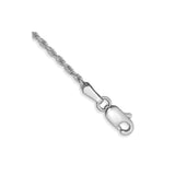 14K White Gold 1.3 mm Rope Chain Bracelet, Polished