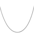 14K White Gold 1.5 mm Rope Chain Necklace, Polished