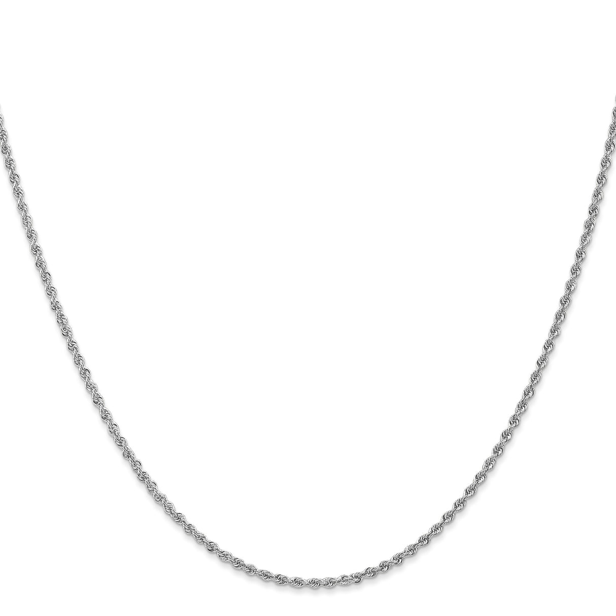 14K White Gold 1.5 mm Rope Chain Necklace, Polished