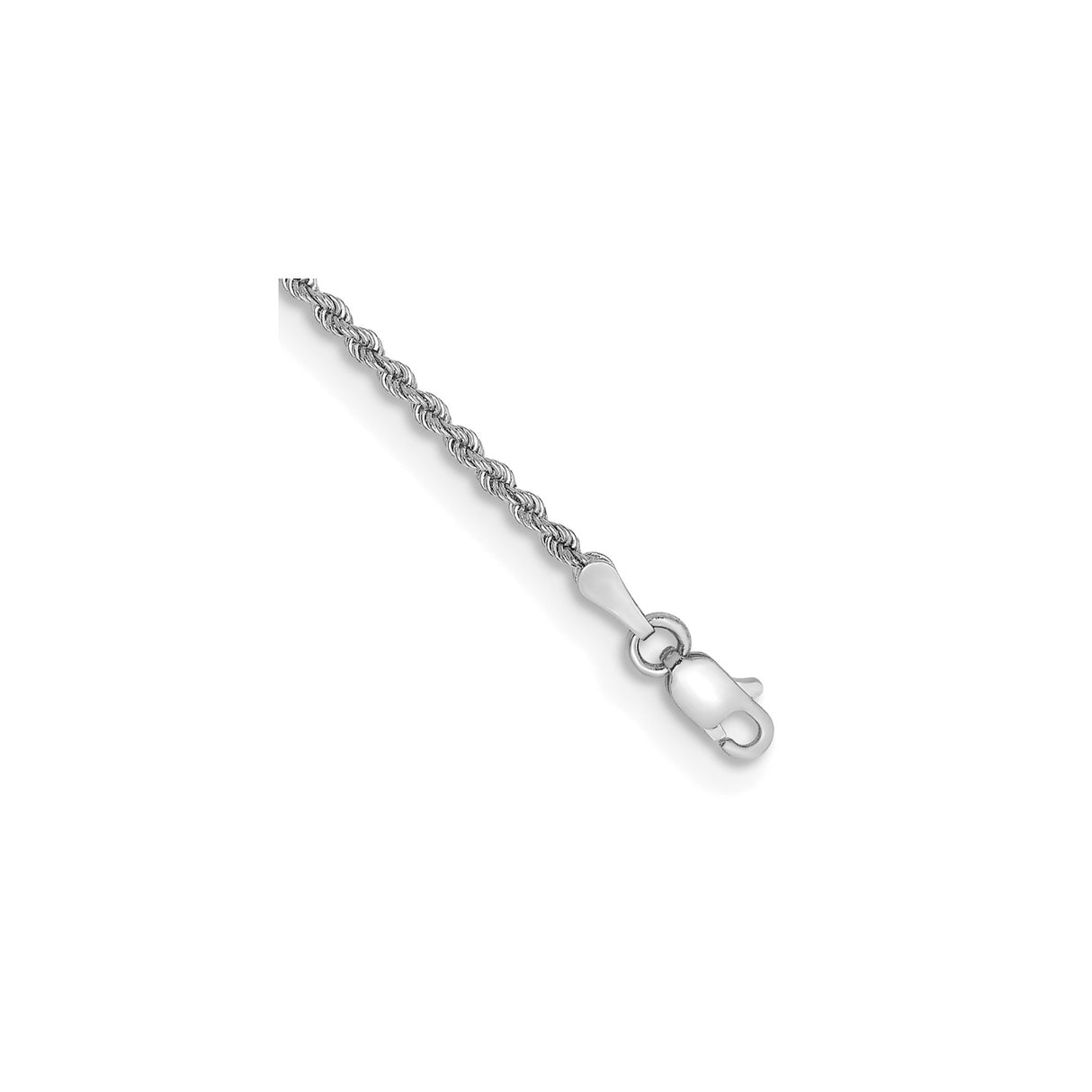 14K White Gold 2 mm Rope Chain Bracelet, Polished