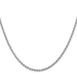 14K White Gold 2.25 mm Rope Chain Necklace, Polished
