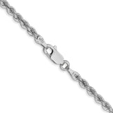 14K White Gold 2.75 mm Rope Chain Necklace, Polished alternate angle