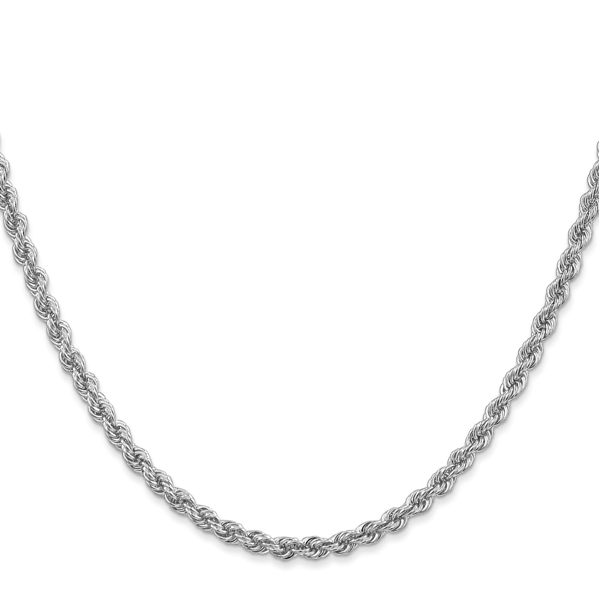 14K White Gold 3 mm Rope Chain Necklace, Polished