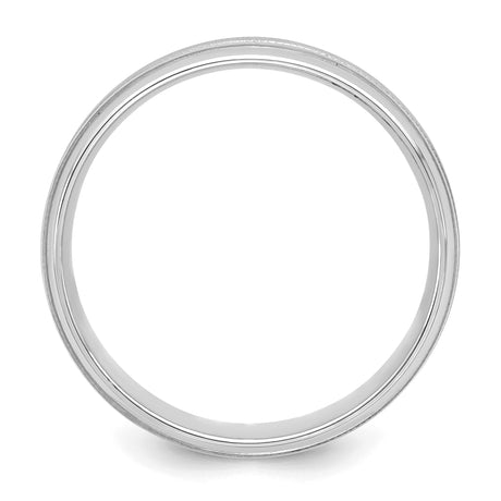 14k White Gold Milgrain, Comfort Fit wedding band ring alternate angle