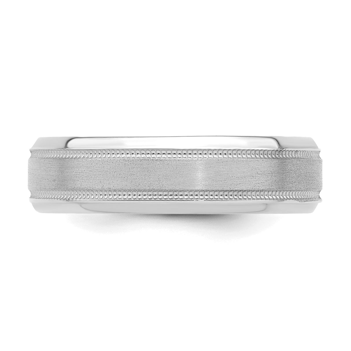 14k White Gold Milgrain, Comfort Fit wedding band ring detail view