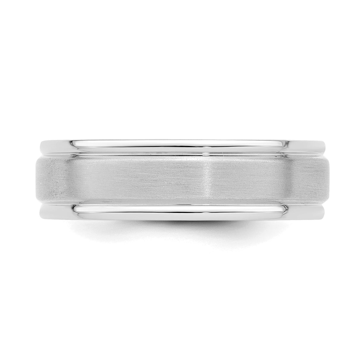 14k White Gold Brushed, Comfort Fit wedding band ring detail view
