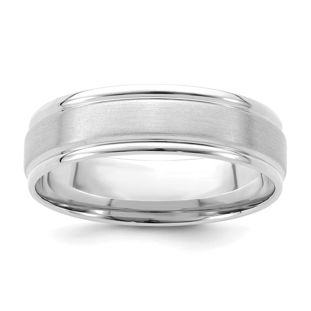 14k White Gold Brushed, Comfort Fit wedding band ring