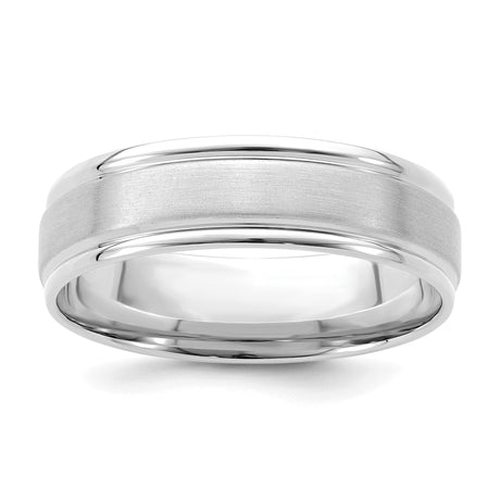 14k White Gold Brushed, Comfort Fit wedding band ring
