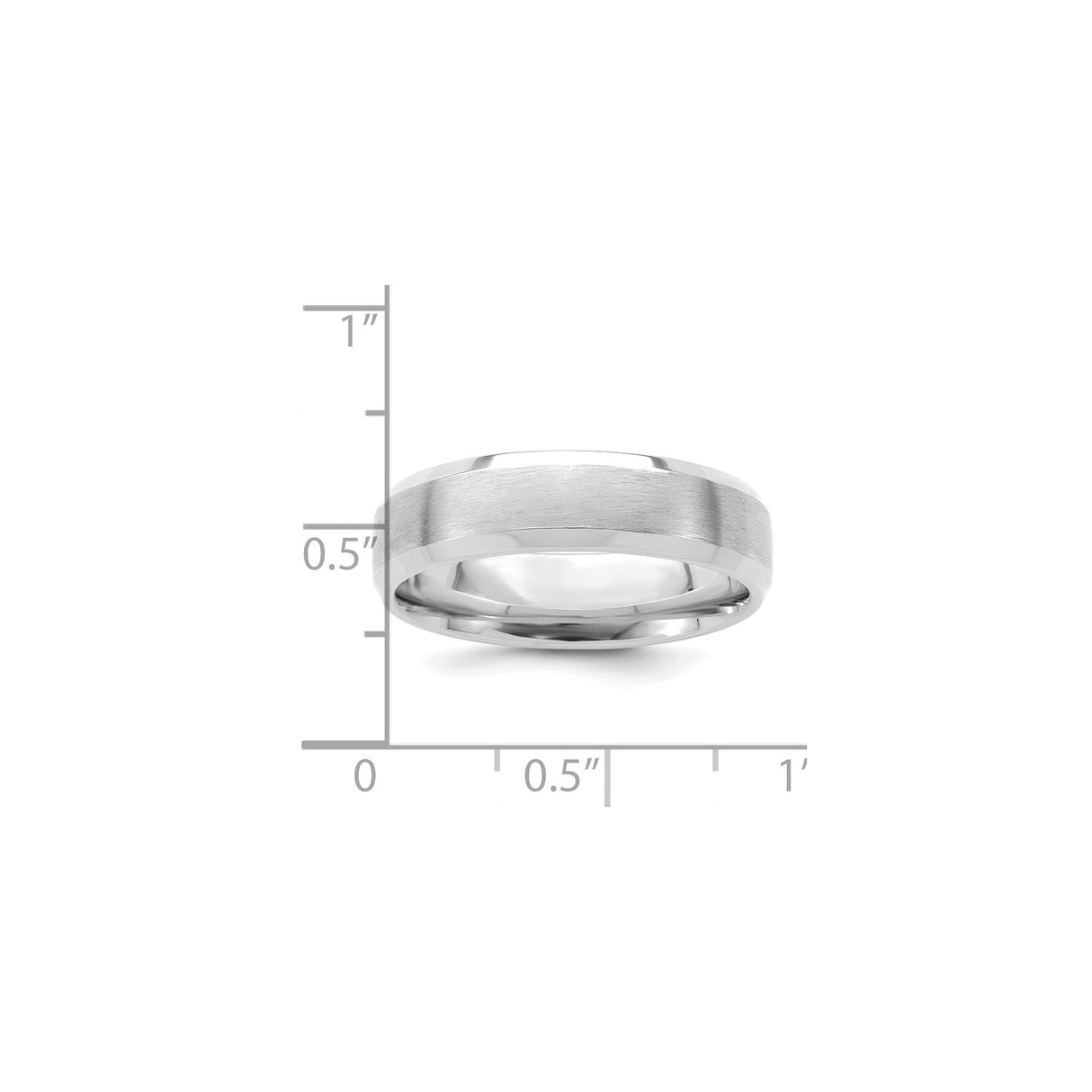 14k White Gold Beveled Edge, Comfort Fit wedding band ring shown for scale