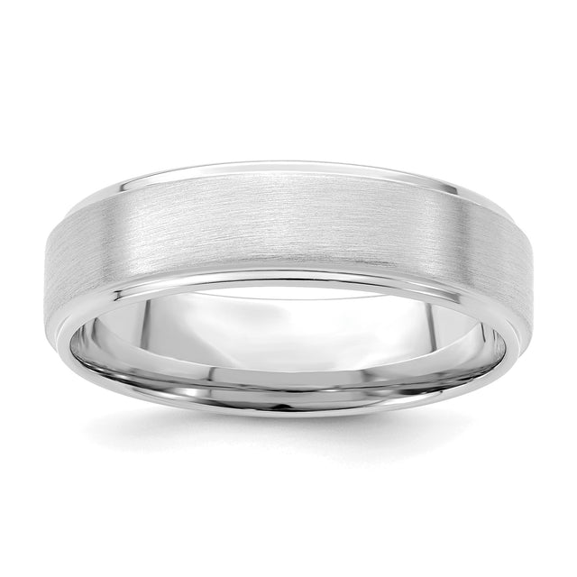 14k White Gold Brushed, Comfort Fit wedding band ring