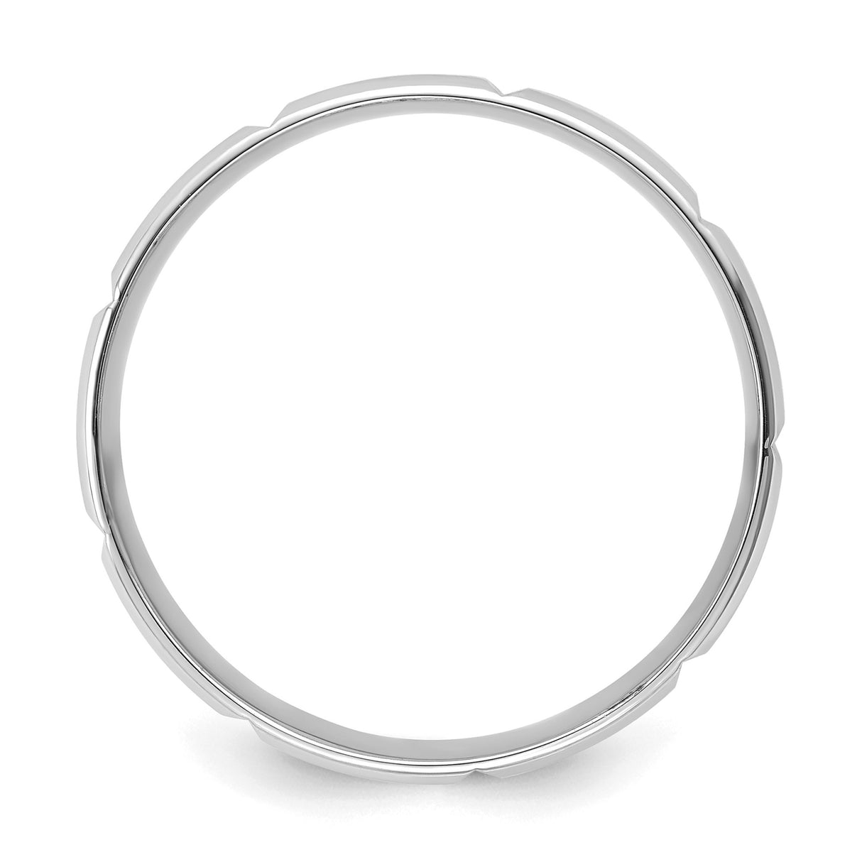 14k White Gold Beveled Edge, Comfort Fit wedding band ring alternate angle