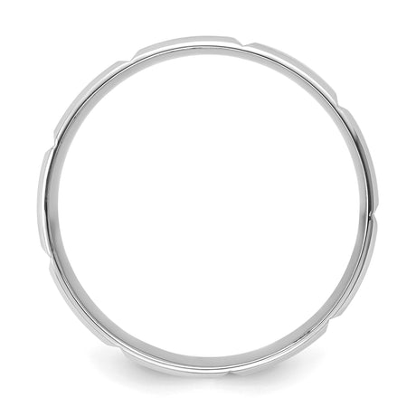 14k White Gold Beveled Edge, Comfort Fit wedding band ring alternate angle