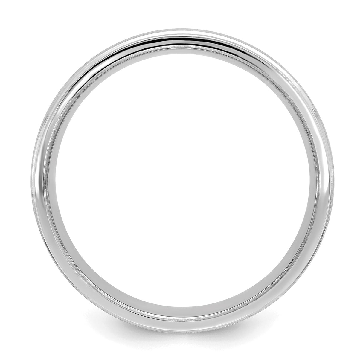14k White Gold Brushed, Comfort Fit wedding band ring alternate angle