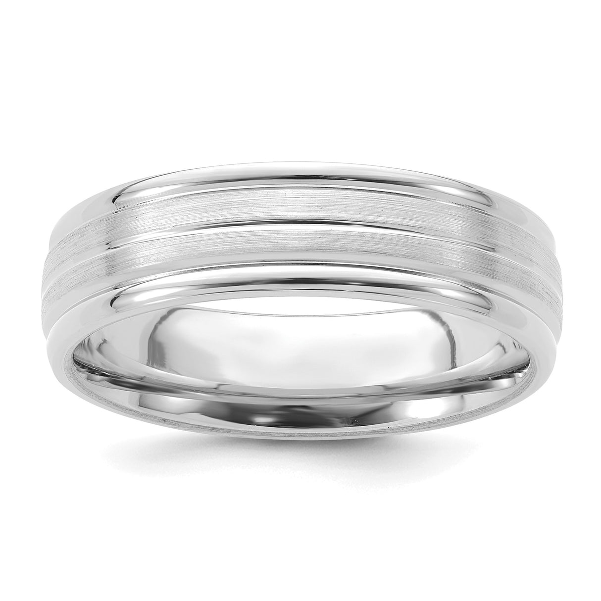 14k White Gold Brushed, Comfort Fit wedding band ring