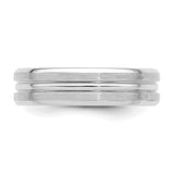14k White Gold Beveled Edge, Comfort Fit wedding band ring detail view