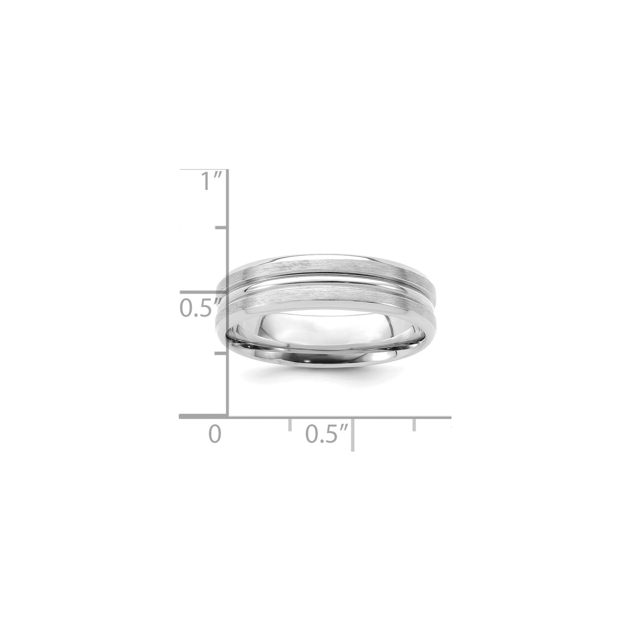 14k White Gold Beveled Edge, Comfort Fit wedding band ring shown for scale