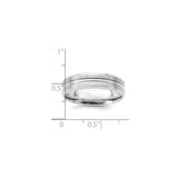 14k White Gold Beveled Edge, Comfort Fit wedding band ring shown for scale