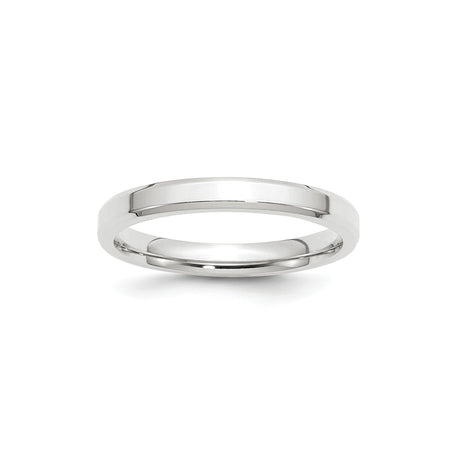 10k White Gold Beveled Edge, Comfort Fit wedding band ring