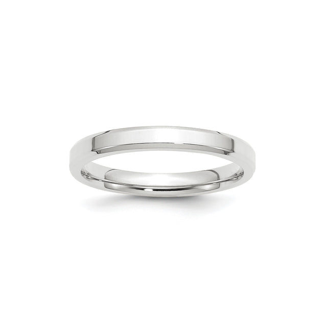 14k White Gold Beveled Edge, Comfort Fit wedding band ring