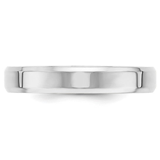 14K White Gold Beveled Edge Comfort-Fit 4mm Wedding Band