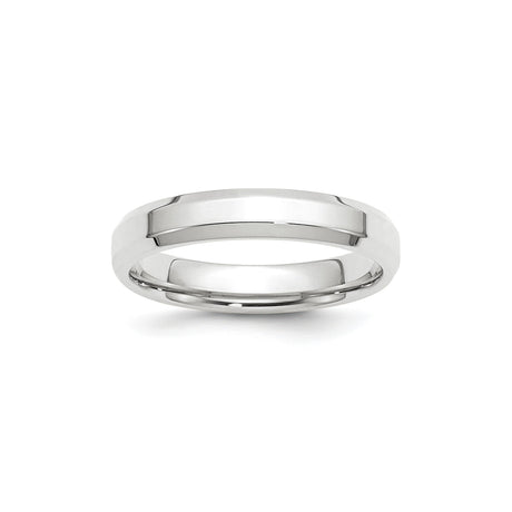 10k White Gold Beveled Edge, Comfort Fit wedding band ring