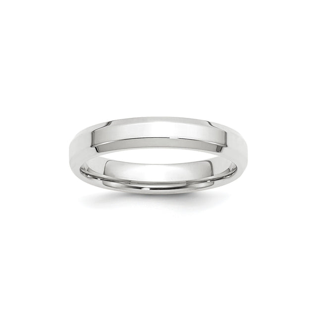 10k White Gold Beveled Edge, Comfort Fit wedding band ring