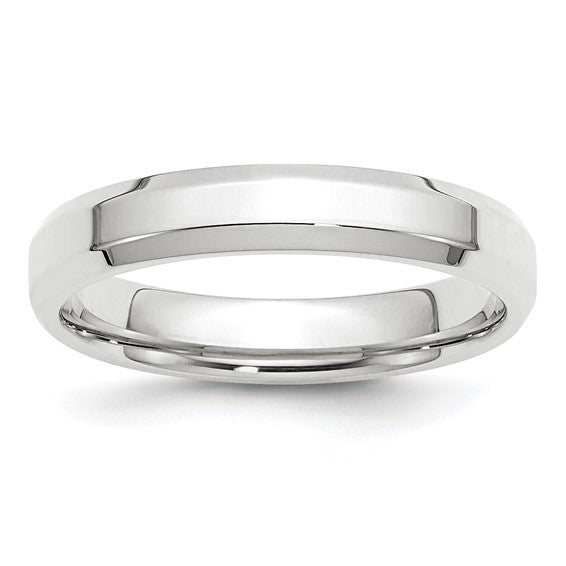 14K White Gold Beveled Edge Comfort-Fit 4mm Wedding Band