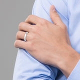 14K White Gold Beveled Edge Comfort Fit Wedding Band, 5 Mm, Solid No Stone