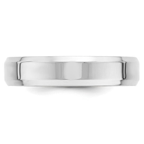 14K White Gold Beveled Edge Comfort Fit Wedding Band, 5 Mm, Solid No Stone