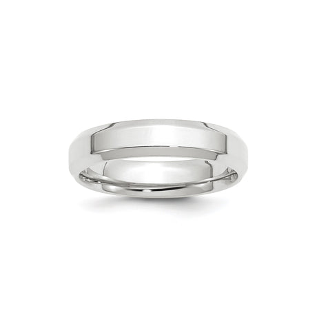 10k White Gold Beveled Edge, Comfort Fit wedding band ring