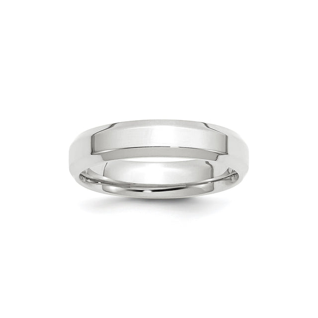 10k White Gold Beveled Edge, Comfort Fit wedding band ring