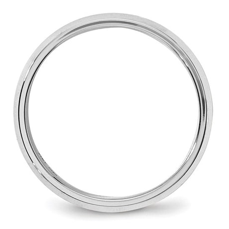 14K White Gold Beveled Edge Comfort Fit Wedding Band In Solid 6 mm Width