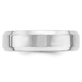 14K White Gold Beveled Edge Comfort Fit Wedding Band In Solid 6 mm Width