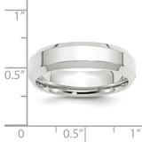 14K White Gold Beveled Edge Comfort Fit Wedding Band In Solid 6 mm Width