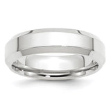 14K White Gold Beveled Edge Comfort Fit Wedding Band In Solid 6 mm Width
