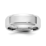 10k White Gold Beveled Edge, Comfort Fit wedding band ring