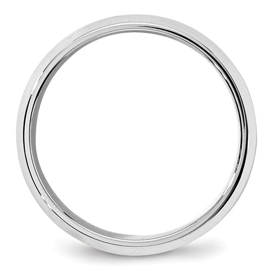14K White Gold Beveled Edge Comfort Fit 7mm Solid No Stone Wedding Band